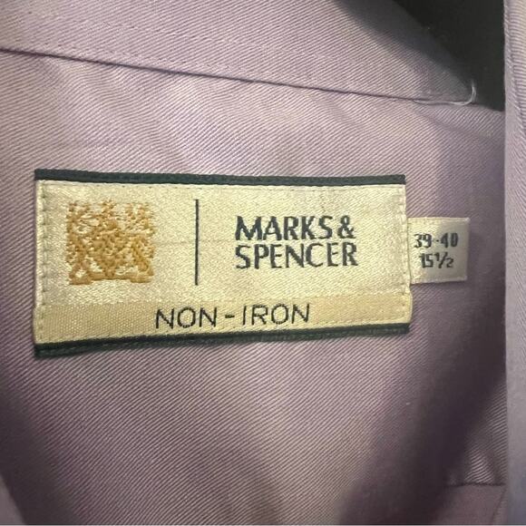Marks & Spencer Lilac Purple Button Down Shirt 15.5" - Picture 3 of 7